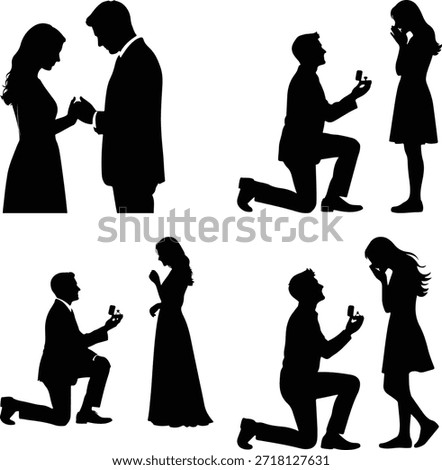 Proposal and marriage proposal silhouettes