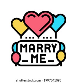 proposal marry me balloons color icon vector. proposal marry me balloons sign. isolated symbol illustration