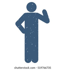Proposal Pose grainy textured blue icon for overlay watermark stamps. Flat symbol with dust texture. Dotted vector ink rubber seal stamp with grunge design on a white background.