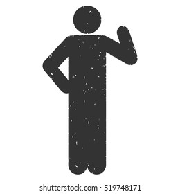 Proposal Pose grainy textured gray icon for overlay watermark stamps. Flat symbol with dirty texture. Dotted vector ink rubber seal stamp with grunge design on a white background.