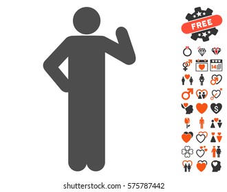 Proposal Pose icon with bonus love pictograms. Vector illustration style is flat iconic elements for web design, app user interfaces.