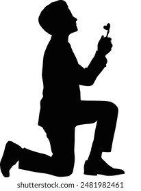 Vorschlag Pose Set braune Silhouetten mit Menschen macht Ehe Vorschlag Flache Stile Vektorillustration Silhouette 