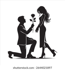 proposal pose silhouette of-boy and girl in love for valentine