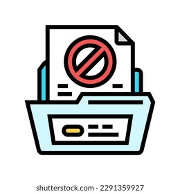 la propuesta rechazó el vector de icono de color. la propuesta ha sido rechazada. ilustración de símbolo aislado
