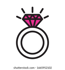 diseño vectorial del estilo de línea de amor de anillo de propuesta
