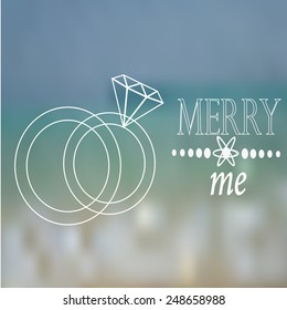 proposal, rings and text over blur background