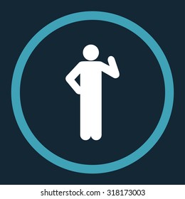 Proposal vector icon. This rounded flat symbol is drawn with blue and white colors on a dark blue background.