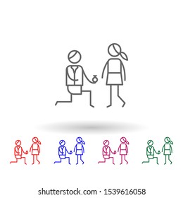 Proposal, wedding multi color icon. Simple thin line, outline vector of family life icons for ui and ux, website or mobile application
