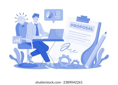 Proposal Writer Illustration concept on a white background