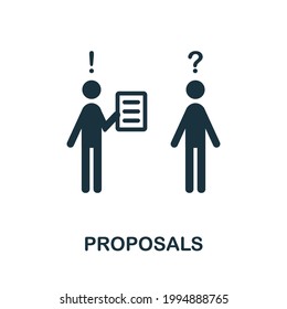 Icono de propuestas. Elemento simple monocromo de la colección de habilidades suave. Icono de propuestas creativas para diseño web, plantillas, infografías y más