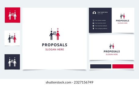 Proposals logo design with editable slogan. Branding book and business card template.