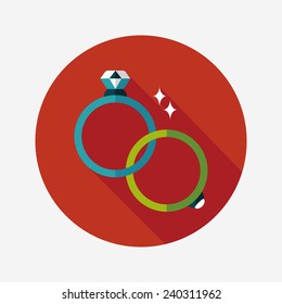 Propose couple diamond ring flat icon with long shadow,eps10