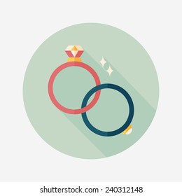 Propose couple diamond ring flat icon with long shadow,eps10