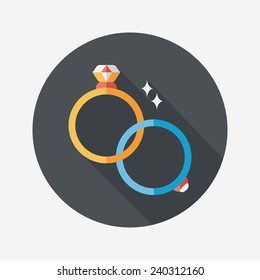 Propose couple diamond ring flat icon with long shadow,eps10