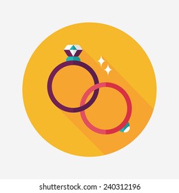 Propose couple diamond ring flat icon with long shadow,eps10