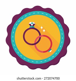 Propose couple diamond ring flat icon with long shadow,eps10