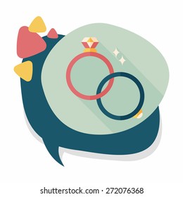 Propose couple diamond ring flat icon with long shadow,eps10