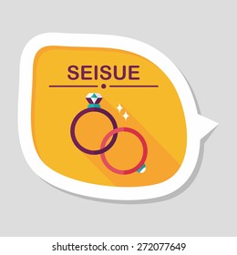 Propose couple diamond ring flat icon with long shadow,eps10