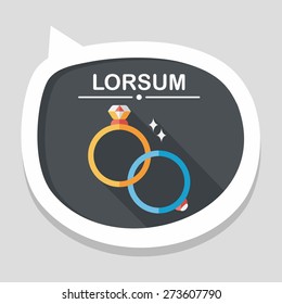 Propose couple diamond ring flat icon with long shadow,eps10