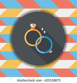 Propose couple diamond ring flat icon with long shadow,eps10