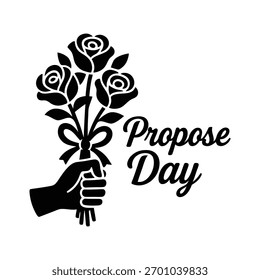 Proponer Día de Diseño de la Mano Sosteniendo Rosas Amor Saludo Vector
