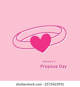 Propose Day pink card, February 8, Valentine Week, vector illustration