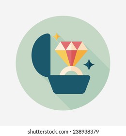 Propose diamond ring flat icon with long shadow,eps10