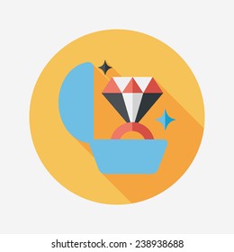 Propose diamond ring flat icon with long shadow,eps10