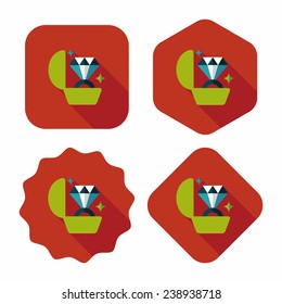 Propose diamond ring flat icon with long shadow, eps10