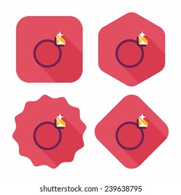Propose diamond ring flat icon with long shadow,eps10