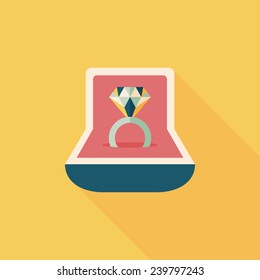 Propose diamond ring flat icon with long shadow,eps10