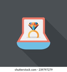 Propose diamond ring flat icon with long shadow,eps10