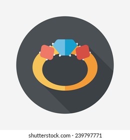 Propose diamond ring flat icon with long shadow,eps10