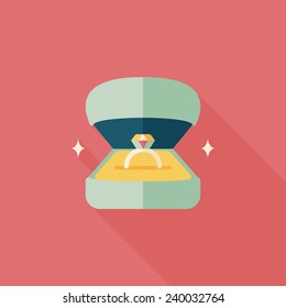 Propose diamond ring flat icon with long shadow,eps10