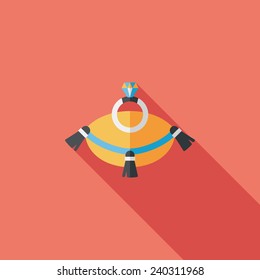 Propose diamond ring flat icon with long shadow,eps10