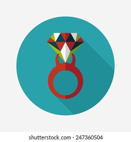Propose diamond ring flat icon with long shadow,eps10