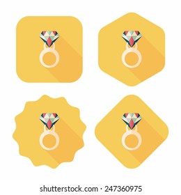Propose diamond ring flat icon with long shadow,eps10