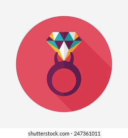 Propose diamond ring flat icon with long shadow,eps10