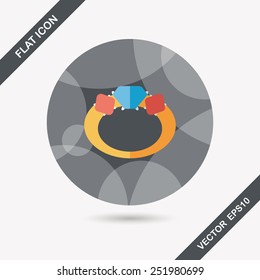 Propose diamond ring flat icon with long shadow,eps10