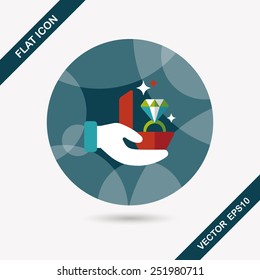 Propose diamond ring flat icon with long shadow,eps10