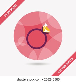 Propose diamond ring flat icon with long shadow,eps10