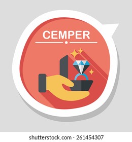 Propose diamond ring flat icon with long shadow,eps10