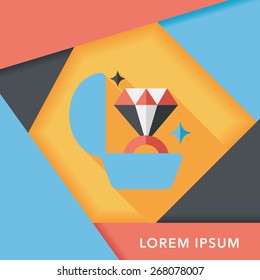 Propose diamond ring flat icon with long shadow,eps10