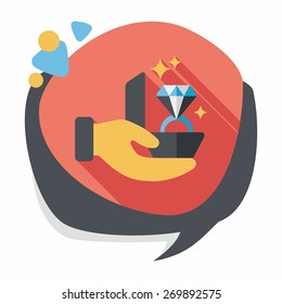 Propose diamond ring flat icon with long shadow,eps10