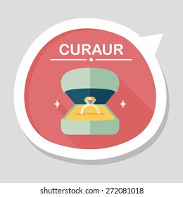 Propose diamond ring flat icon with long shadow,eps10