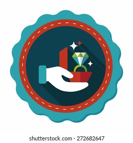Propose diamond ring flat icon with long shadow,eps10