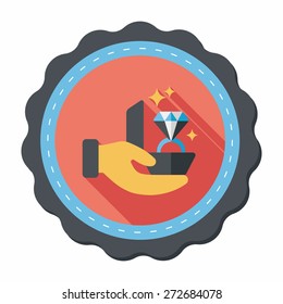 Propose diamond ring flat icon with long shadow,eps10