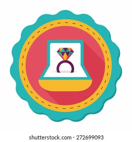 Propose diamond ring flat icon with long shadow,eps10
