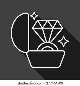 Propose diamond ring flat icon with long shadow, line icon