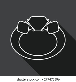 Propose diamond ring flat icon with long shadow, line icon